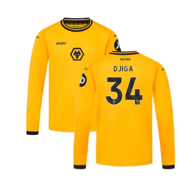 2024-2025 Wolves Long Sleeve Home Shirt (Kids) (Djiga 34)-SoccerKits Hub | Buy Soccer Jerseys Online